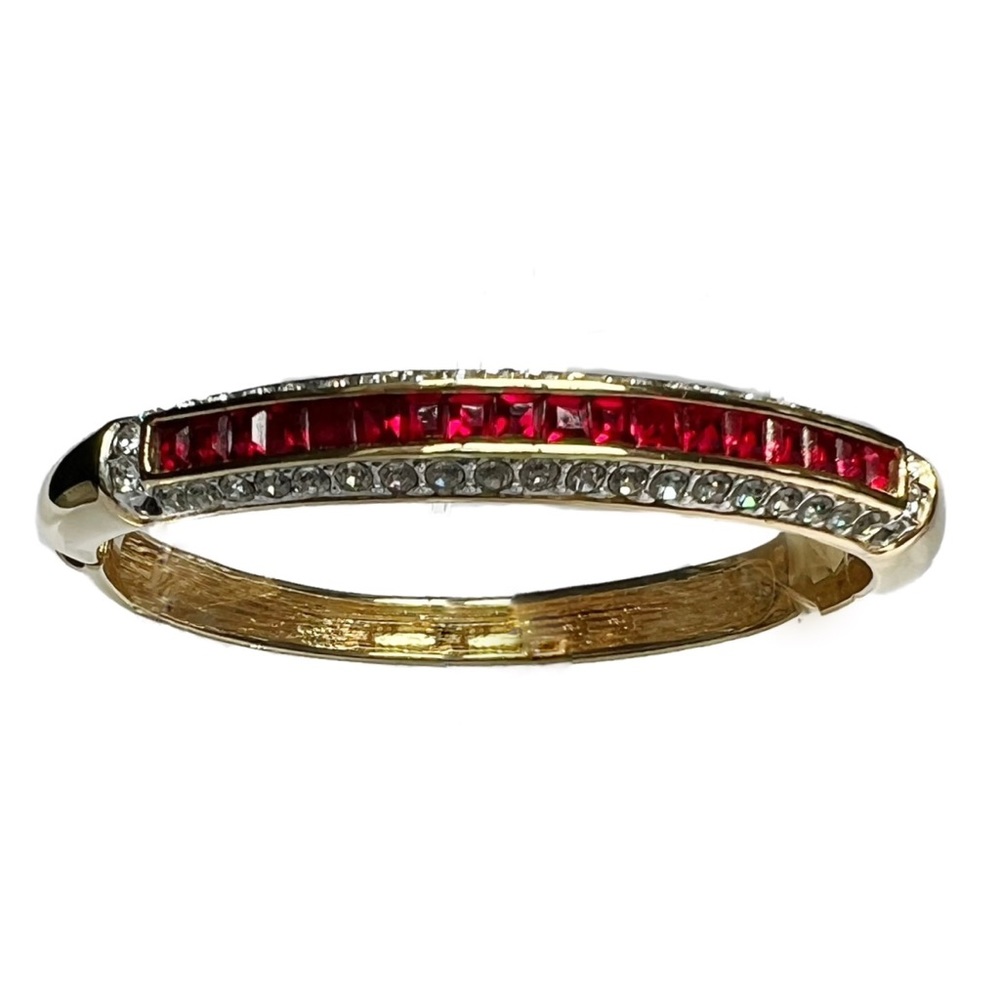 Fancy Ruby Simulated Gemstones & Round White Zirc… - image 1